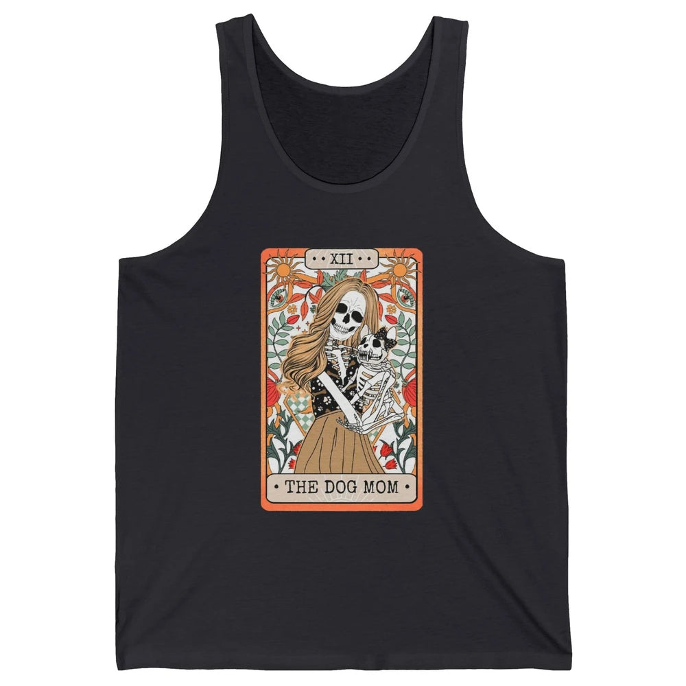 Retro Skeleton Tarot Card The Dog Mom Halloween Dog Lovers Unisex Jersey Tank