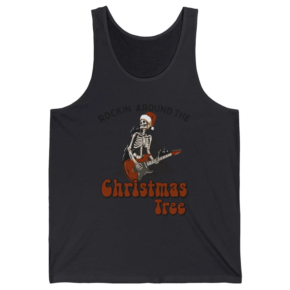 Skeleton Guitar Rocking Around Christmas Tree Western Xmas Unisex Jersey Tank