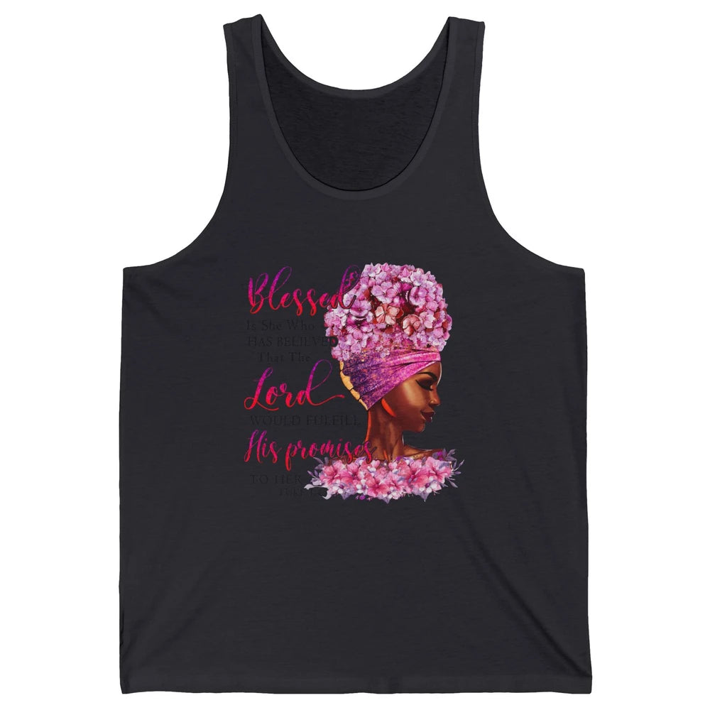 Black Woman Blessed Is She Who Believed God Christian Unisex Jersey Tank