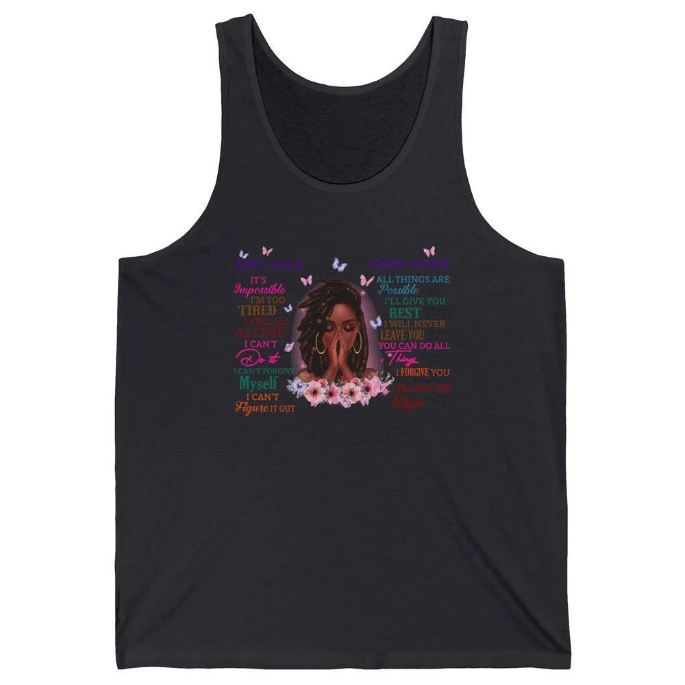 Black Girl God Says I Am Afro Woman African American Women Unisex Jersey Tank