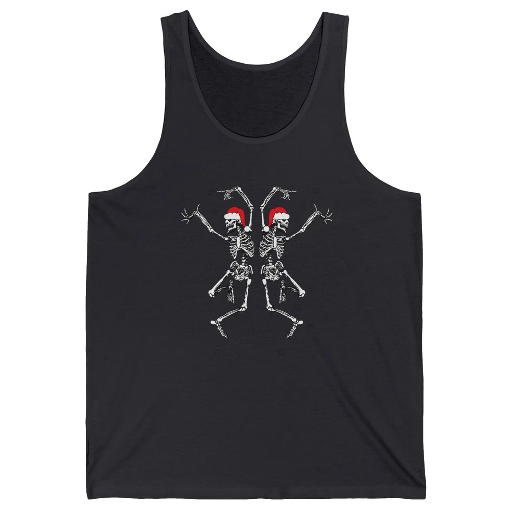 Funny Skeleton Christmas Dancing Snowflakes Santa Skeleton Unisex Jersey Tank