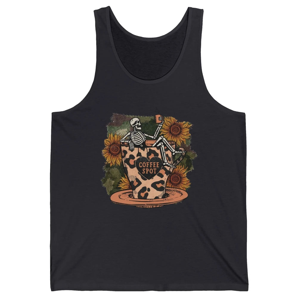 Sunflower Skeleton Dead Inside But Caffeinated Coffee Lovers Unisex Jersey Tank