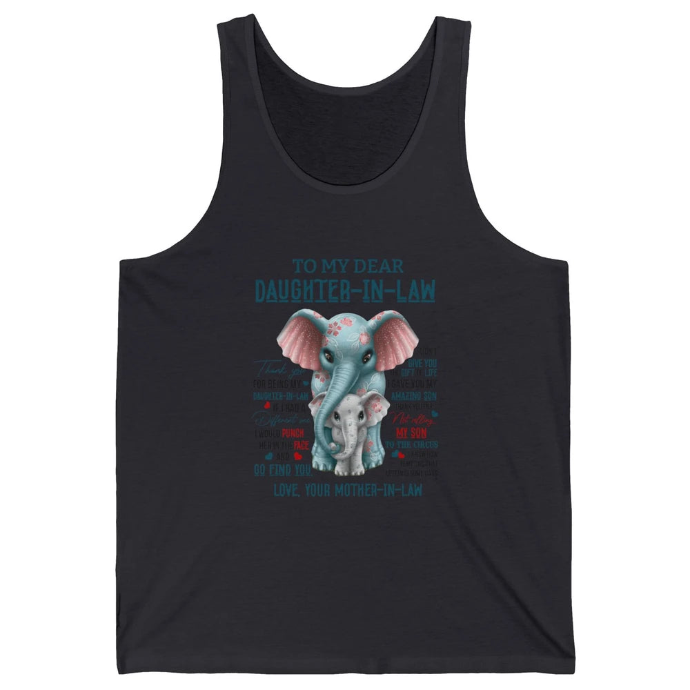 To My Dear Daughter In Law Love Mother In Law Cute Elephant Unisex Jersey Tank