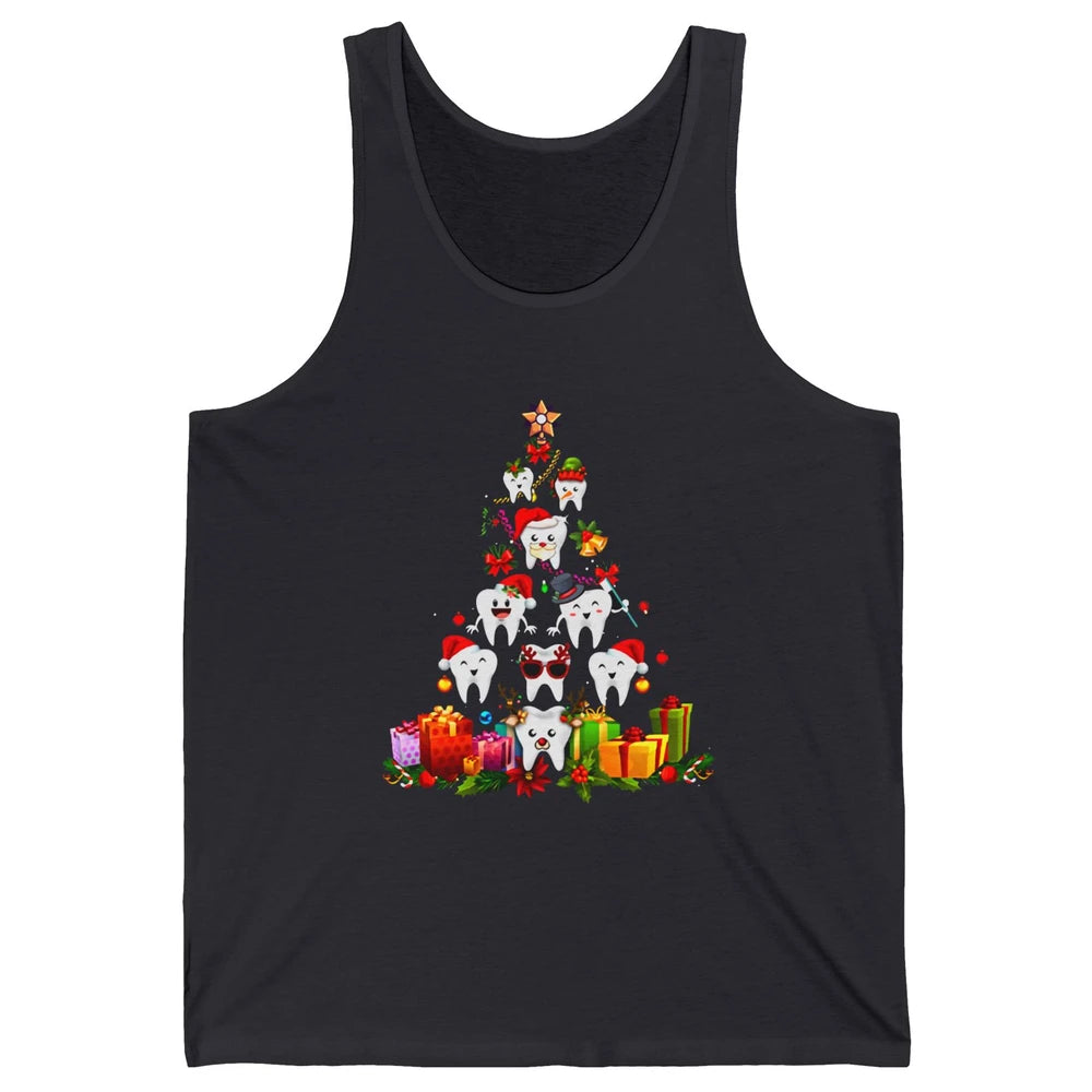 Funny Dentist Cute Teeth Christmas Tree Dental Christmas Unisex Jersey Tank