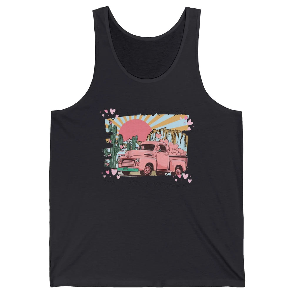 Western Sunset Cowgirl I Got Heart Like Truck Rodeo Cactus Unisex Jersey Tank