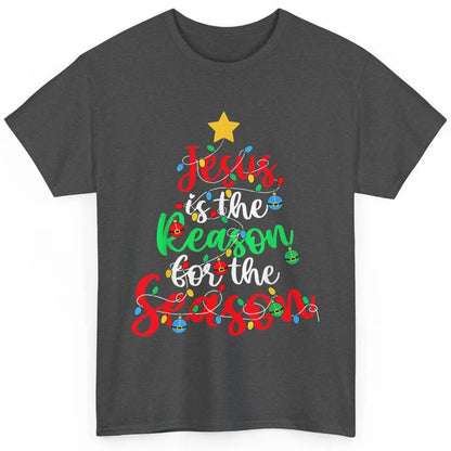 Merry Christmas Jesus The Reason For Season Xmas Tree Lights Classic Unisex T-Shirt