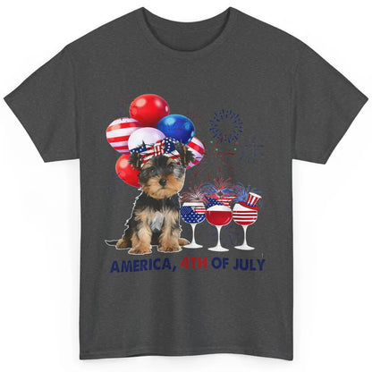 Yorkshire Terrier Wine 4th Of July Firework Celebrate Yorkie Classic Unisex T-Shirt