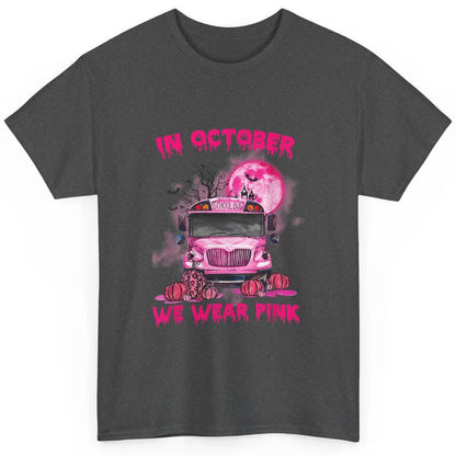 School Bus Driver Wear Pink Ribbon Breast Cancer Awareness Classic Unisex T-Shirt