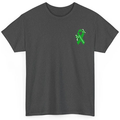 Scoliosis Awareness Support Floral Green Ribbon Pocket Size Classic Unisex T-Shirt