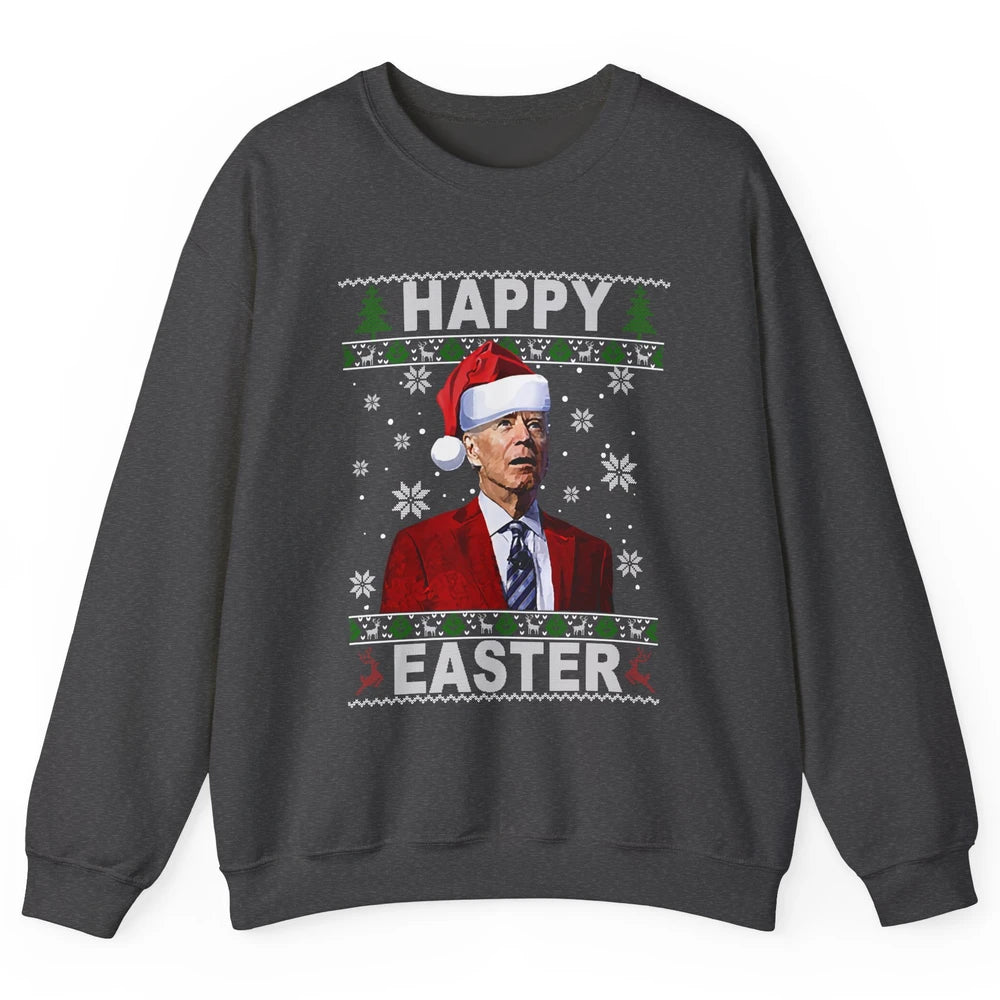 Funny Biden Santa Hat Happy Easter Anti Biden Christmas Unisex Crewneck Sweatshirt