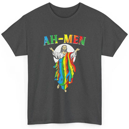 Ah Men LGBT Gay Pride Jesus Christian God Rainbow Flag Love Classic Unisex T-Shirt