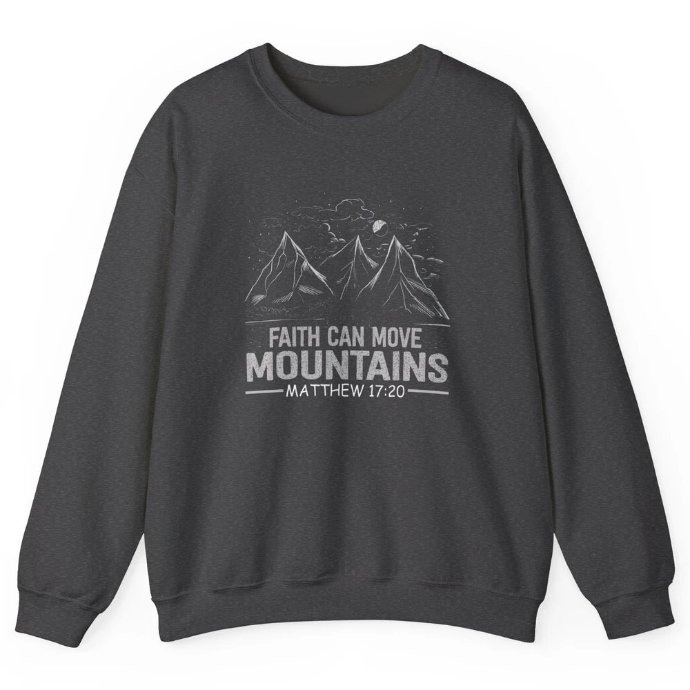 Vintage Faith Move Mountains Bible Verse Jesus Christian God Unisex Crewneck Sweatshirt