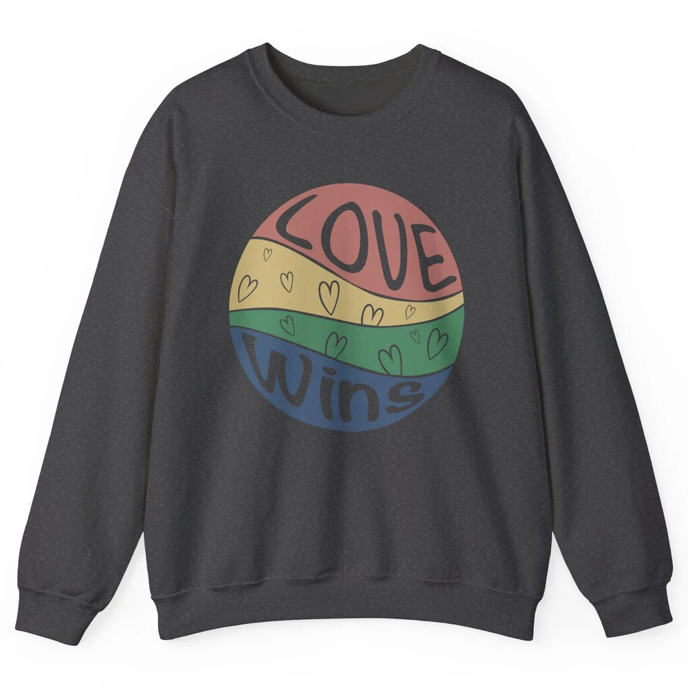 Vintage Love Wins LGBT Gay Pride Month Love Is Love Unisex Crewneck Sweatshirt