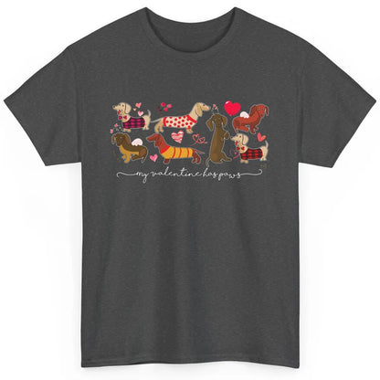 Cute My Valentine Has Paws Dachshund Valentines Day Dog Mom Classic Unisex T-Shirt