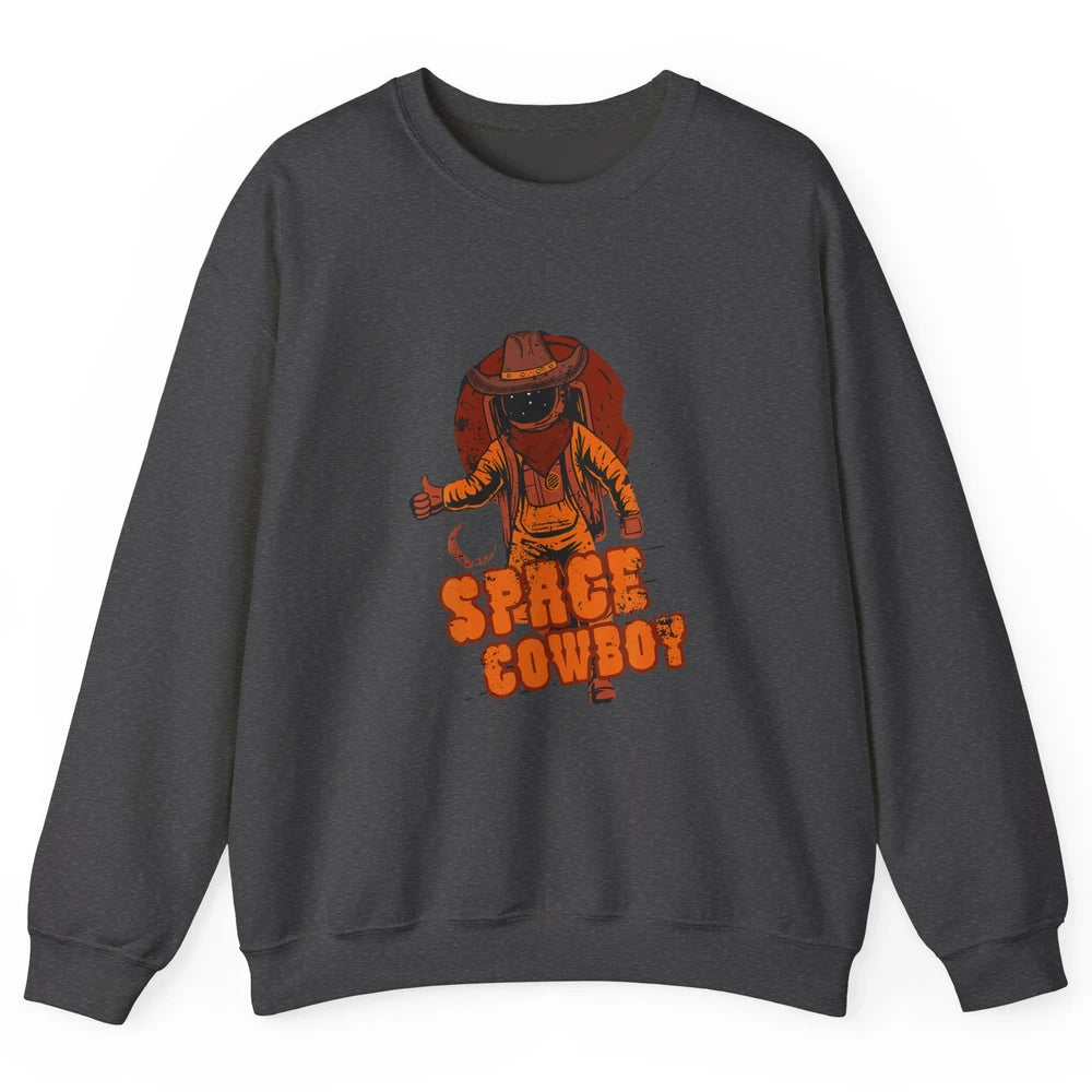 Retro Space Cowboy Cowgirl Rodeo Horse Astronaut Western Unisex Crewneck Sweatshirt