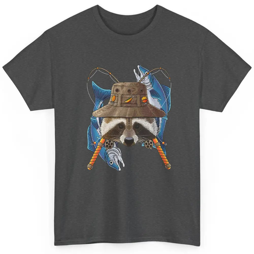 Fishing Raccoon Outdoor Fisherman Animal Vintage Fish Reels Classic Unisex T-Shirt