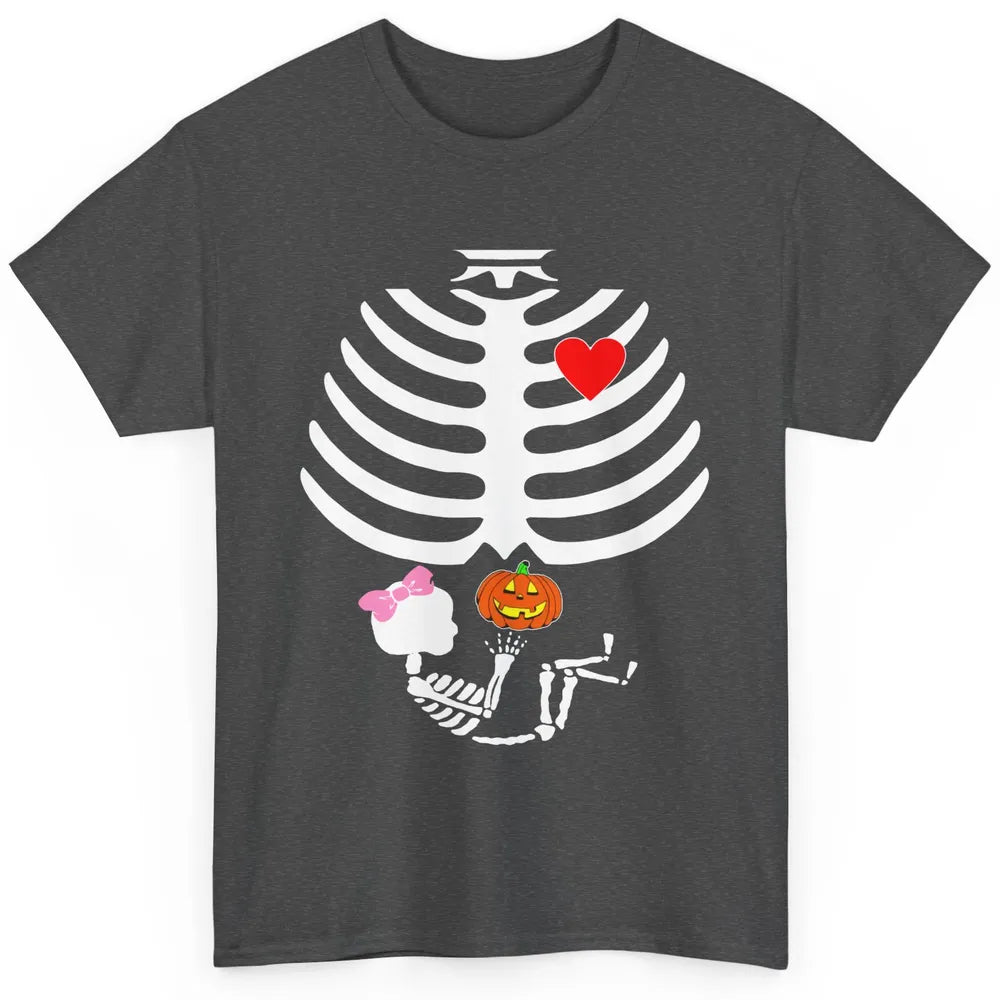 Baby Girl Skeleton Pregnancy Reveal Halloween Mom Costume Classic Unisex T-Shirt