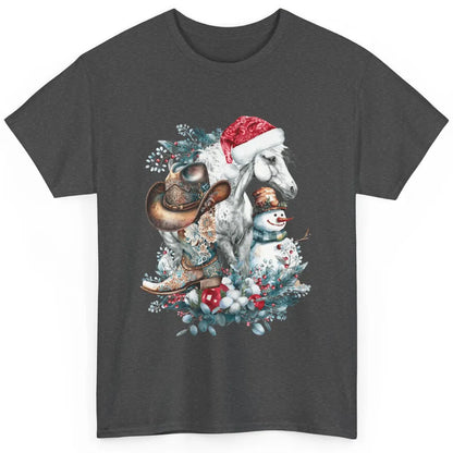 Merry Christmas Horse Santa Hat Cowgirl Cowboy Boots Xmas Classic Unisex T-Shirt