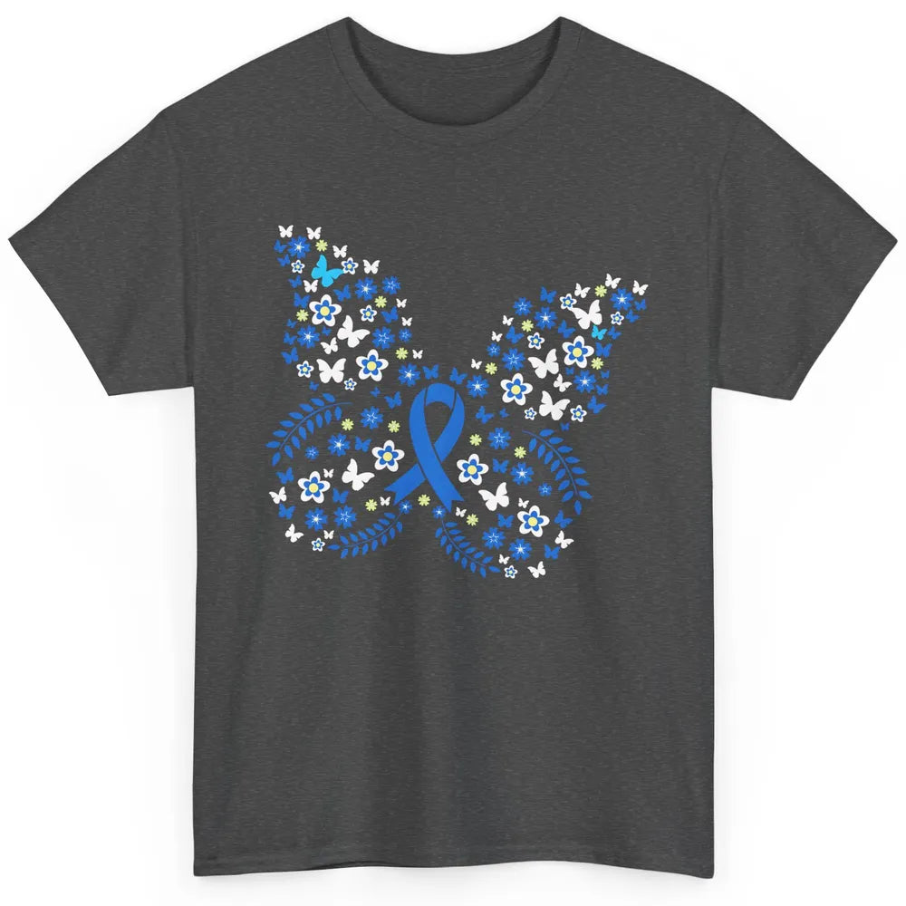 Butterfly Colon Warrior Colorectal Cancer Dark Blue Ribbon Classic Unisex T-Shirt