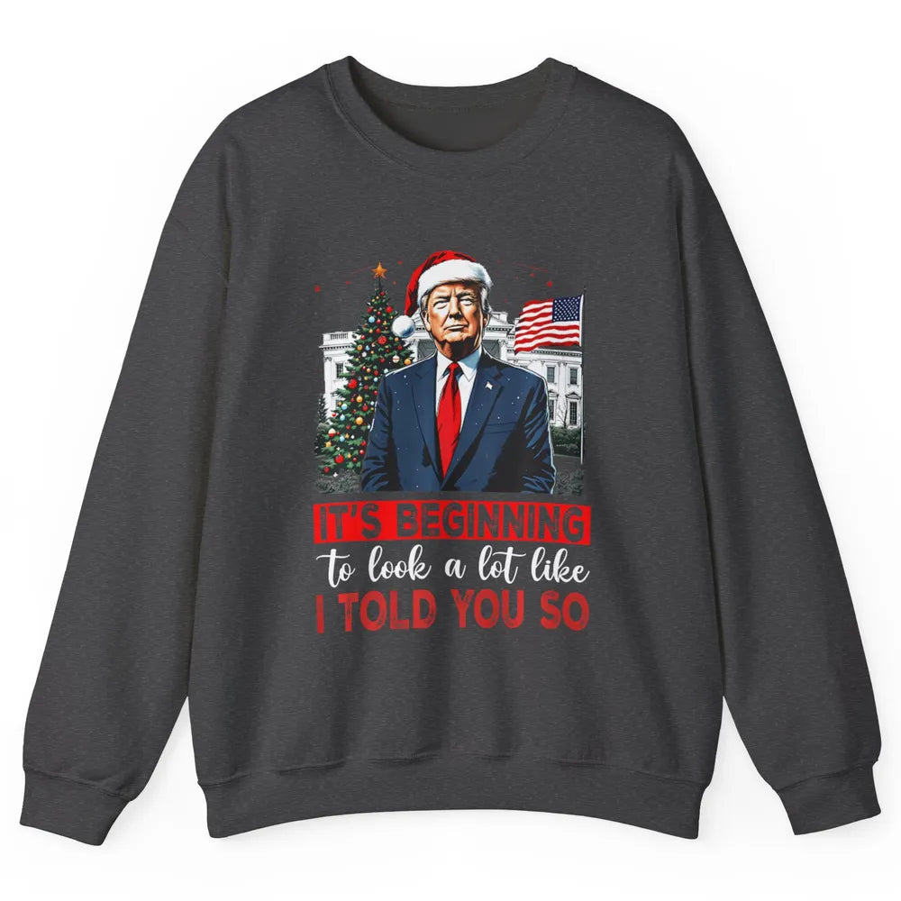 Funny Santa Trump It's Beginning To Look A Lot Like I Told You So Sarcastic Political Xmas Christmas Unisex Crewneck Sweatshirt