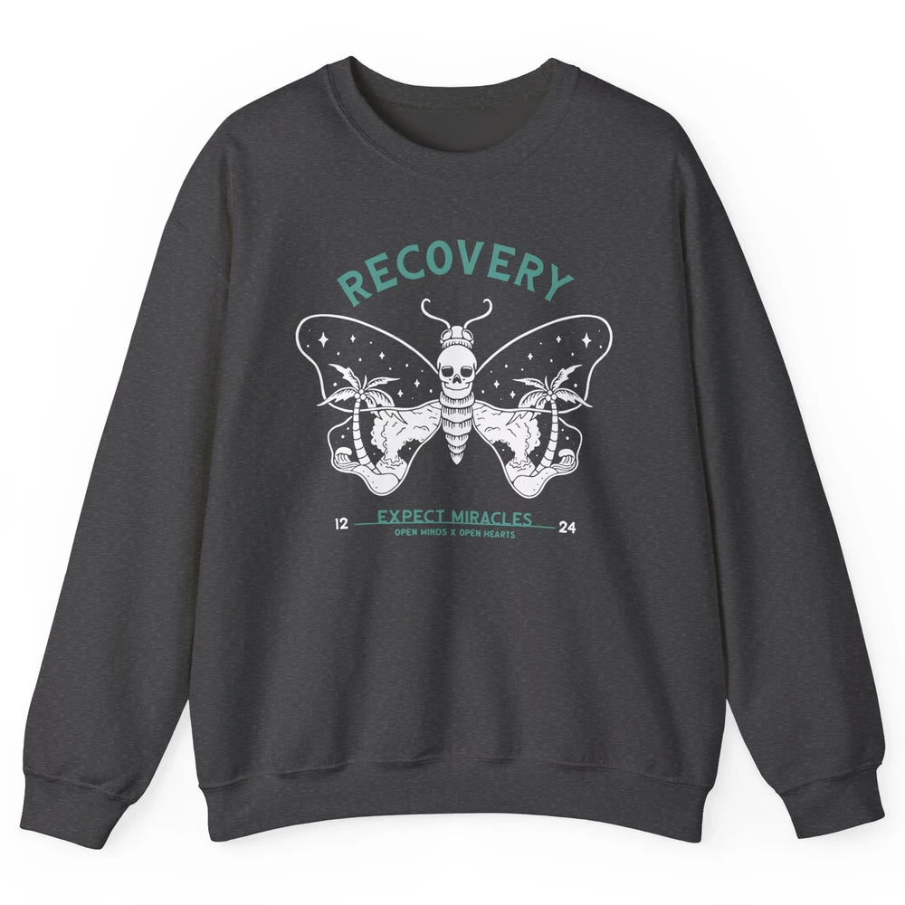 Butterfly Skull Skeleton Addiction Recovery Awareness Gothic Unisex Crewneck Sweatshirt