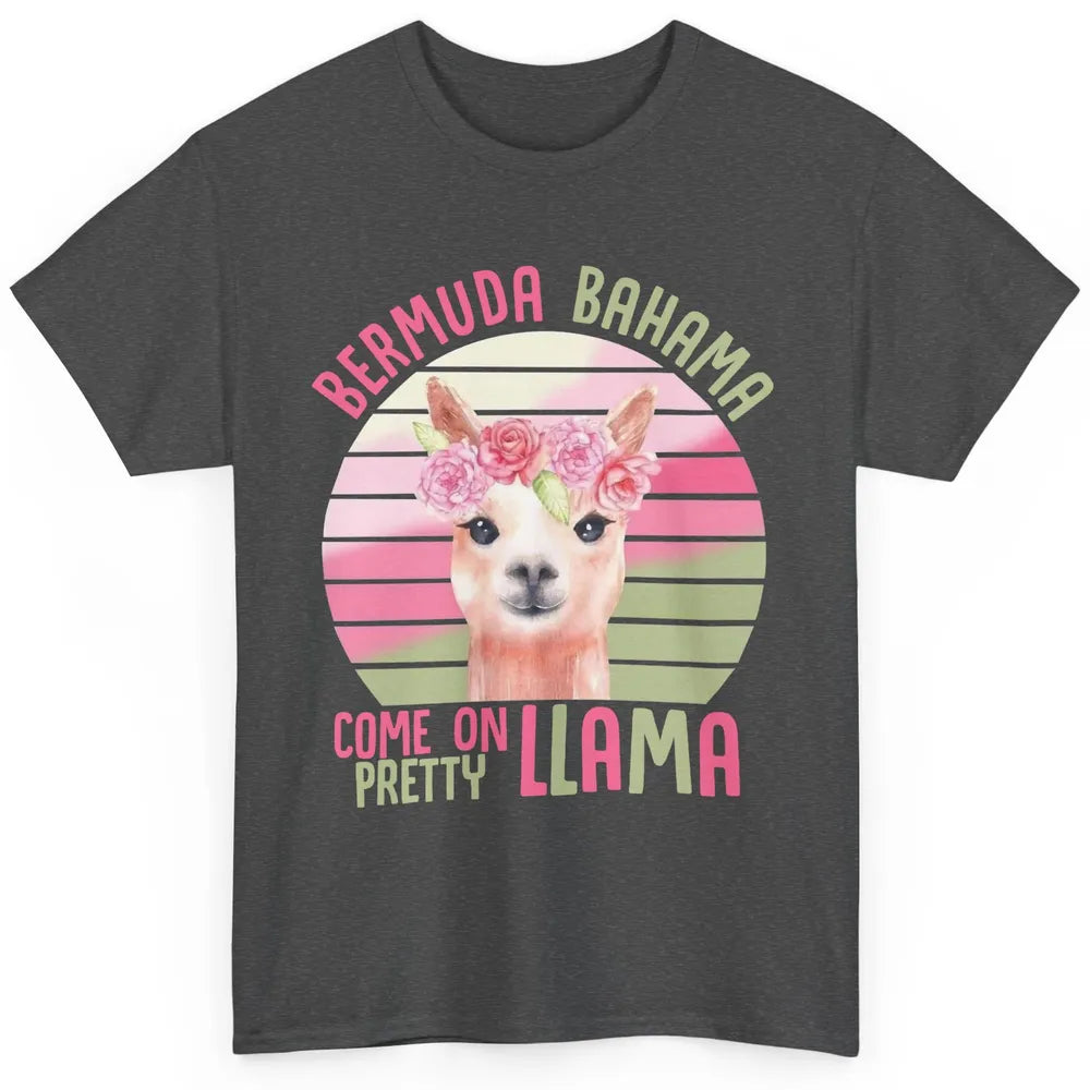 Vintage Cute Llama Bermuda Bahama Come On Pretty Llama Lover Classic Unisex T-Shirt