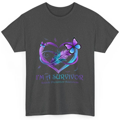 Survivor Purple Teal Heart Love Suicide Prevention Awareness Classic Unisex T-Shirt