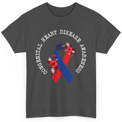 CHD Congenital Heart Disease Awareness Red Blue Ribbon Classic Unisex T-Shirt