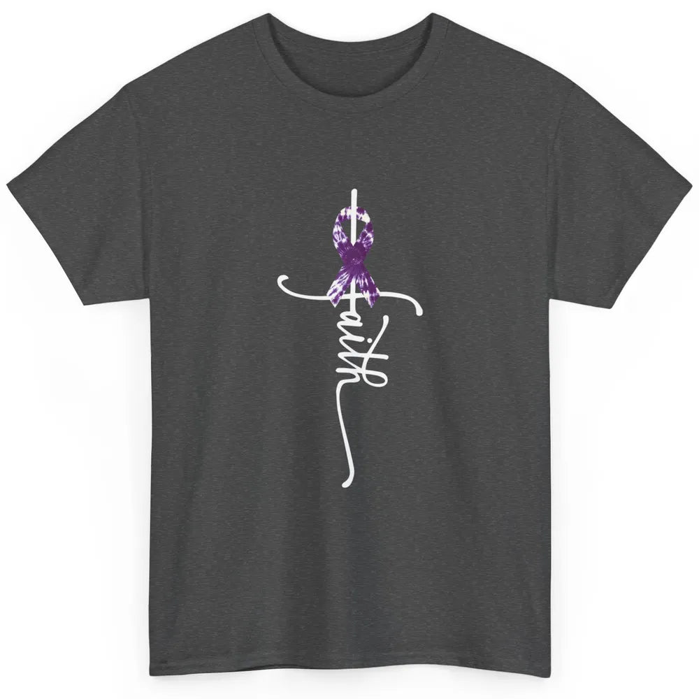 Faith Overdose Awareness Cross Purple Ribbon Tie Dye Warrior Classic Unisex T-Shirt