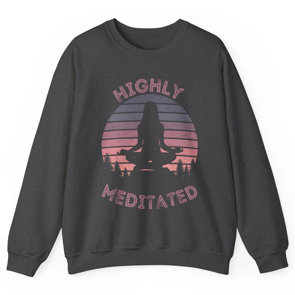 Vintage Woman Doing Yoga Highly Meditated Meditation Lovers Unisex Crewneck Sweatshirt