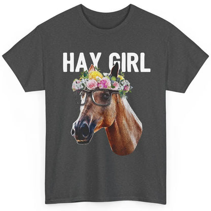 Cute Hay Girl Horse Floral Crown Rose Equestrian Farm Animal Classic Unisex T-Shirt