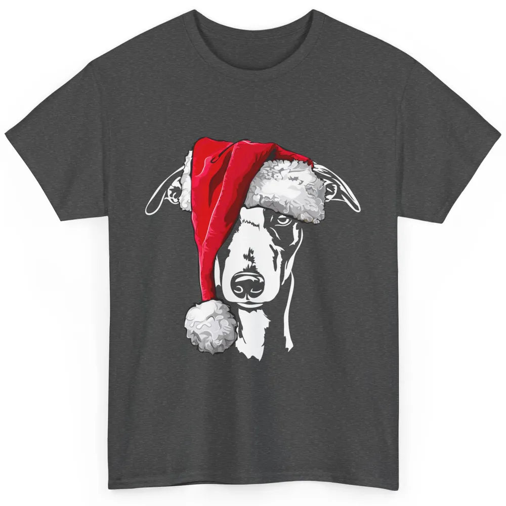 Merry Christmas Funny Whippet Santa Claus Hat Xmas Dog Retro Classic Unisex T-Shirt