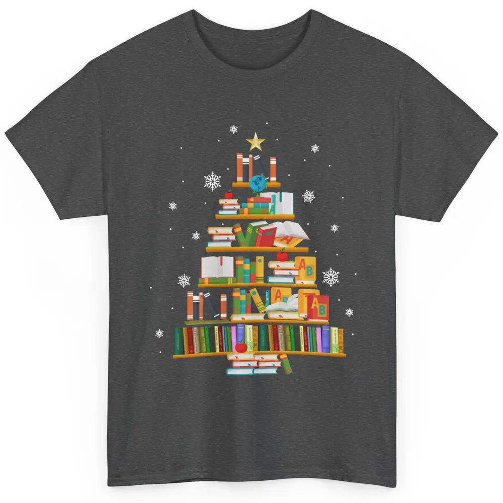 Funny Book Christmas Tree Book Reading Lovers Chritmas Gift Classic Unisex T-Shirt