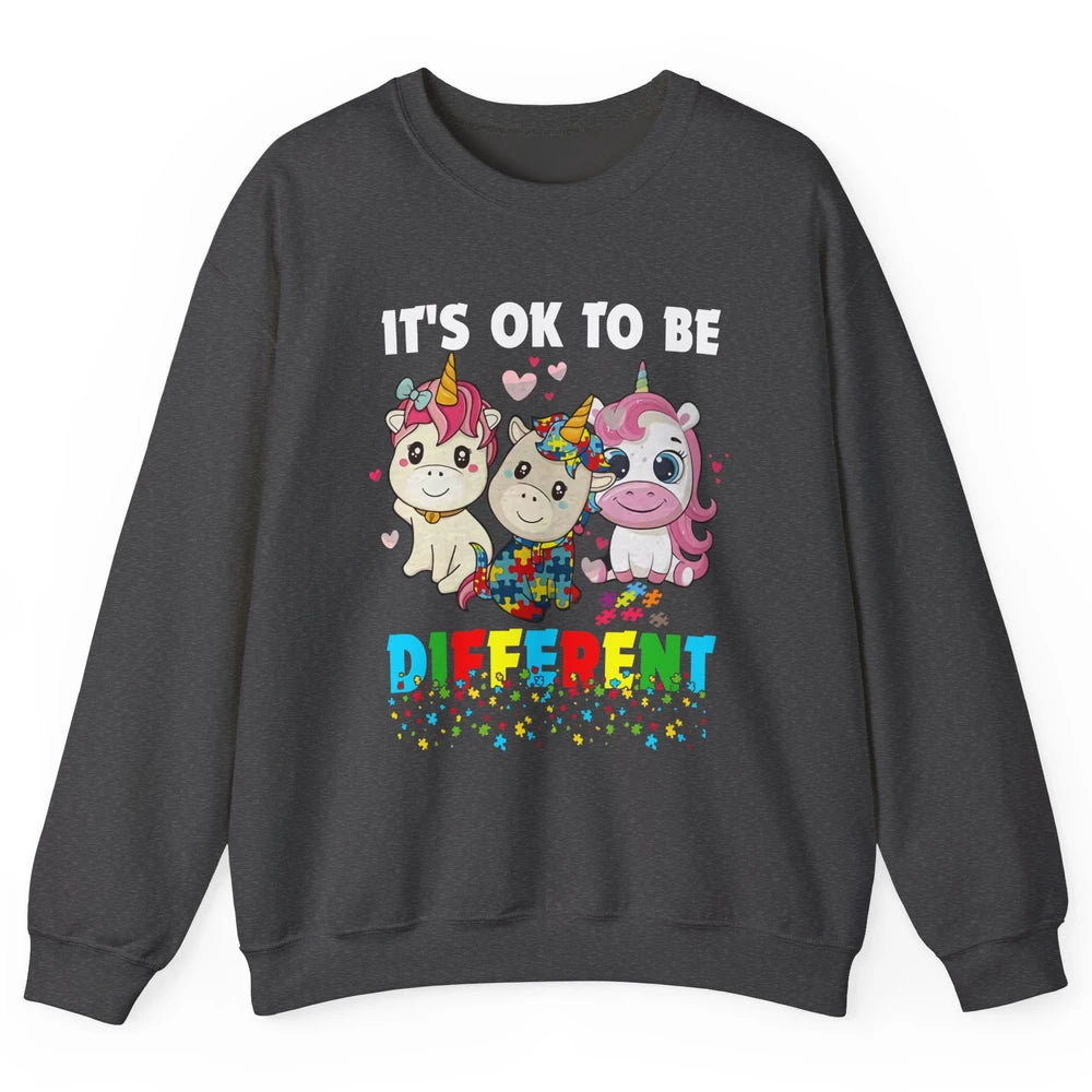 Autism Awareness Puzzles Baby Unicorn Okay To Be Different Unisex Crewneck Sweatshirt