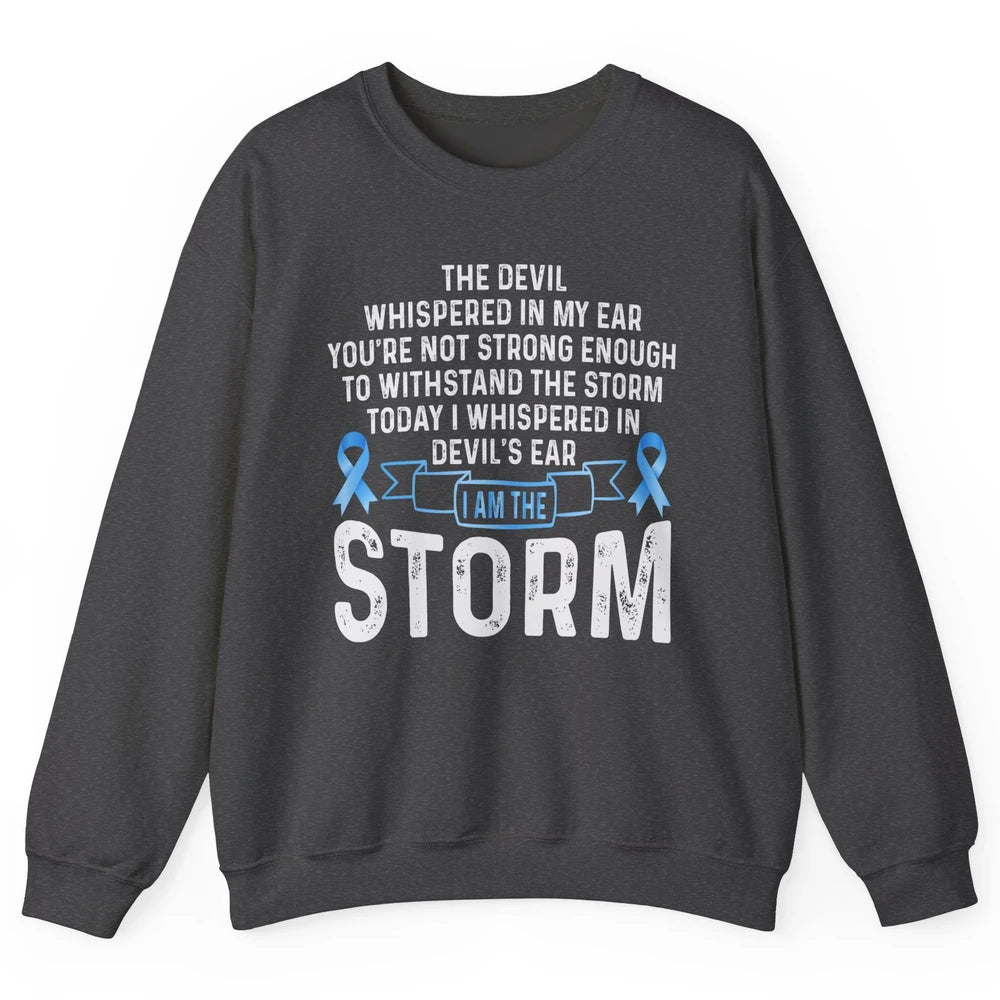 The Storm Retro Warrior Prostate Cancer Month Blue Ribbon Unisex Crewneck Sweatshirt