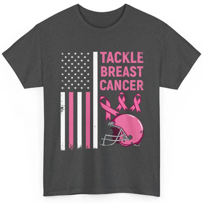 Tackle Breast Cancer US Flag Football Helmet Pink Ribbon Classic Unisex T-Shirt