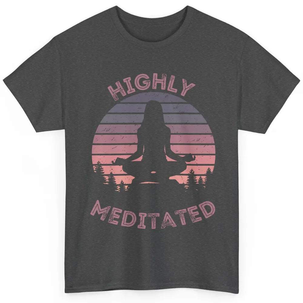 Vintage Woman Doing Yoga Highly Meditated Meditation Lovers Classic Unisex T-Shirt