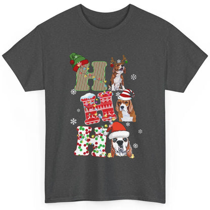 Funny Beagle Christmas Light Santa Beagle Reindeer Snowflake Classic Unisex T-Shirt