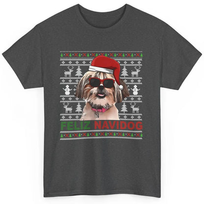 Funny Santa Shih Tzu Dog Feliz Navidog Christmas Tree Ugly Classic Unisex T-Shirt