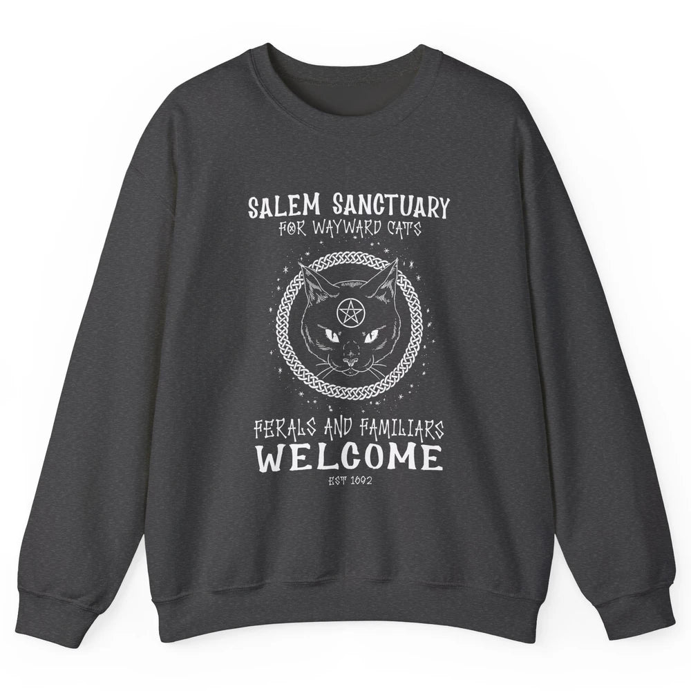 Witch Cat Salem Sanctuary Witch City Halloween Night Costume Unisex Crewneck Sweatshirt