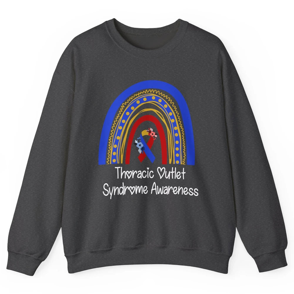 Thoracic Outlet Syndrome Awareness Floral Blue Red Rainbow Unisex Crewneck Sweatshirt