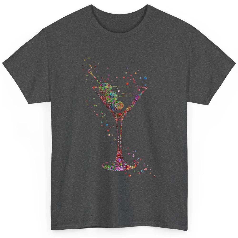 Watercolor Glass Of Martini Cocktails Wine Shot Alcoholic Classic Unisex T-Shirt