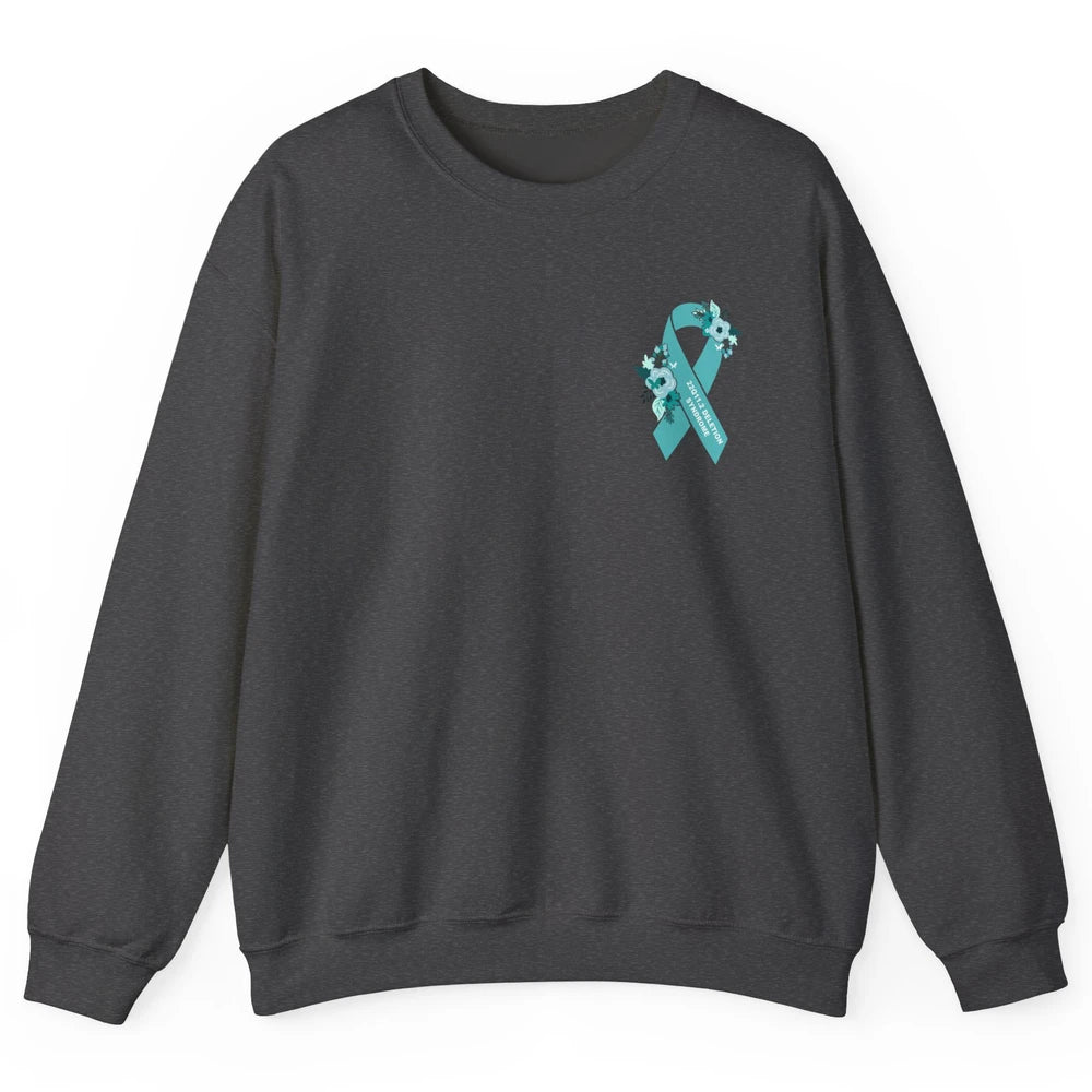 22q11.2 Deletion Syndrome Awareness Floral Teal Rainbow Unisex Crewneck Sweatshirt