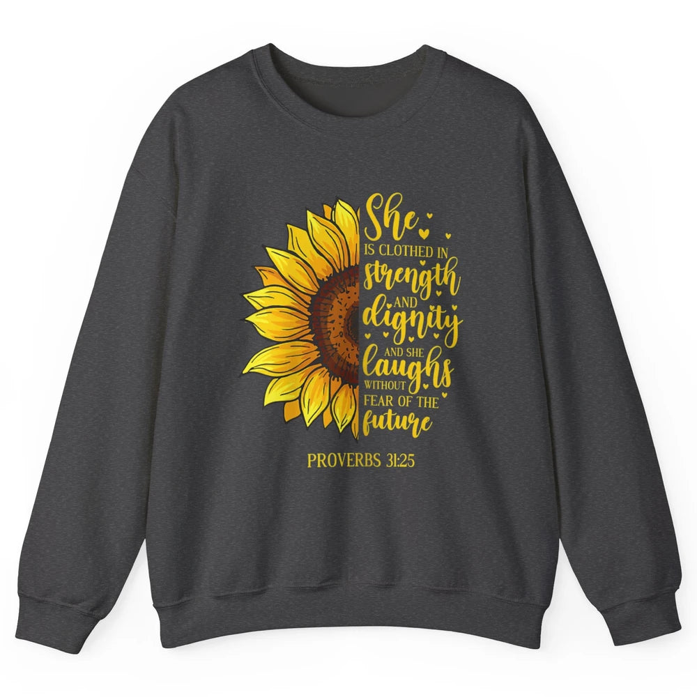 Sunflower Jesus Faith Christian God Bible Verse Religious Unisex Crewneck Sweatshirt