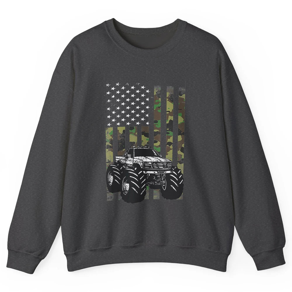 Truck Camo Flag Mud Ride Retro UTV SXS Racer Four Wheeler Unisex Crewneck Sweatshirt