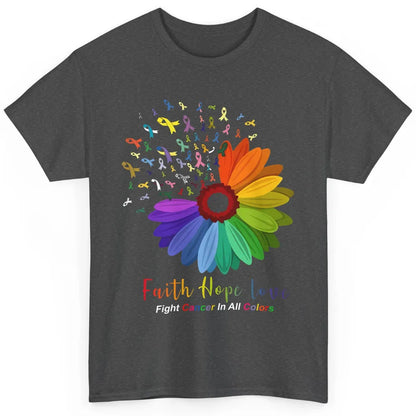 Faith Hope Love Fight Cancer Awareness Sunflower Ribbon Classic Unisex T-Shirt