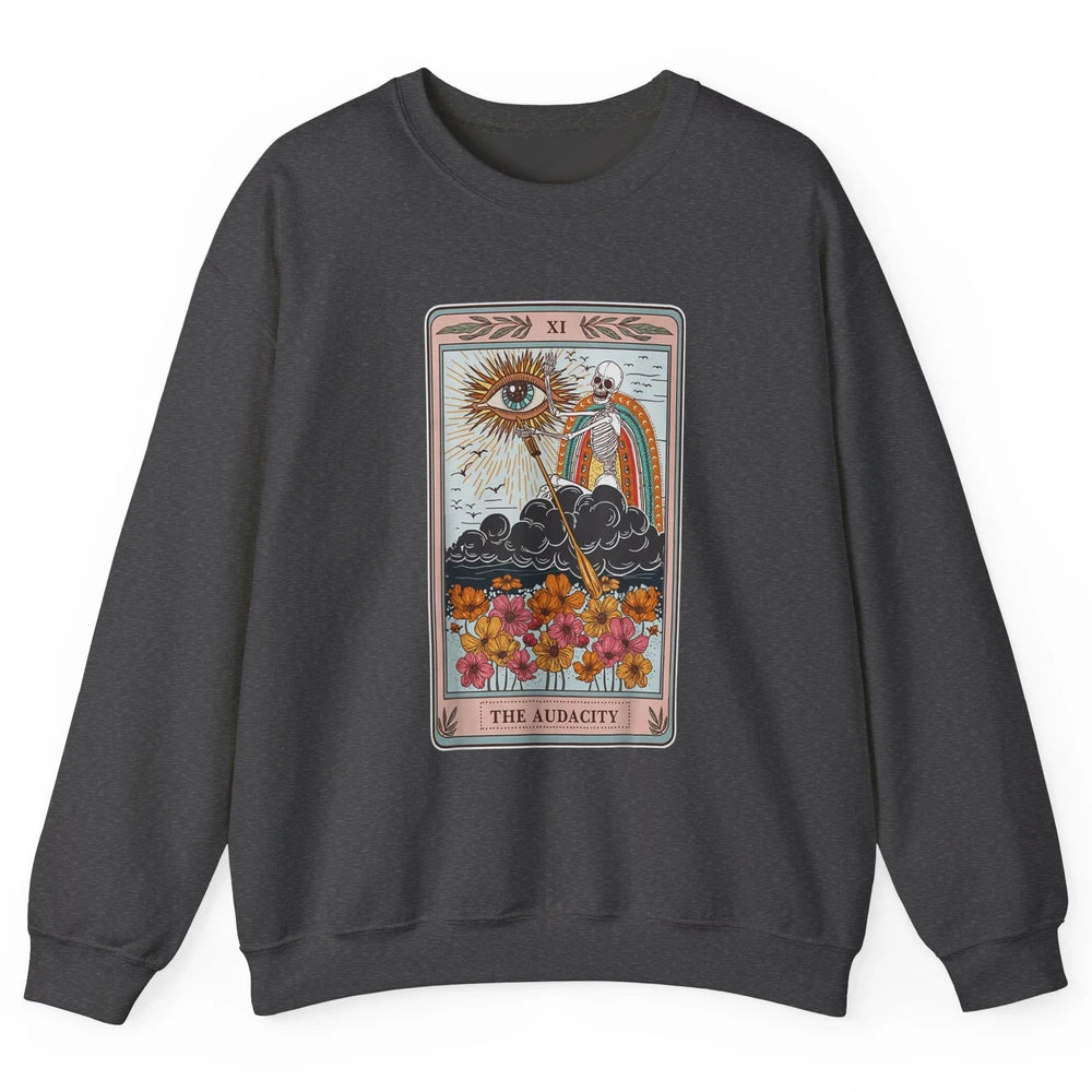 Tarot Card The Audacity Skeleton Mystical Eye Aesthetic Goth Unisex Crewneck Sweatshirt