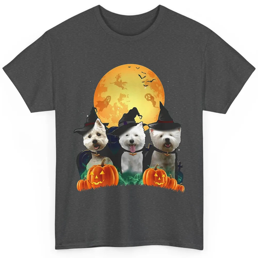 Westie Witch Pumpkin Jack-o-lantern Halloween Dog Mom Gift Classic Unisex T-Shirt