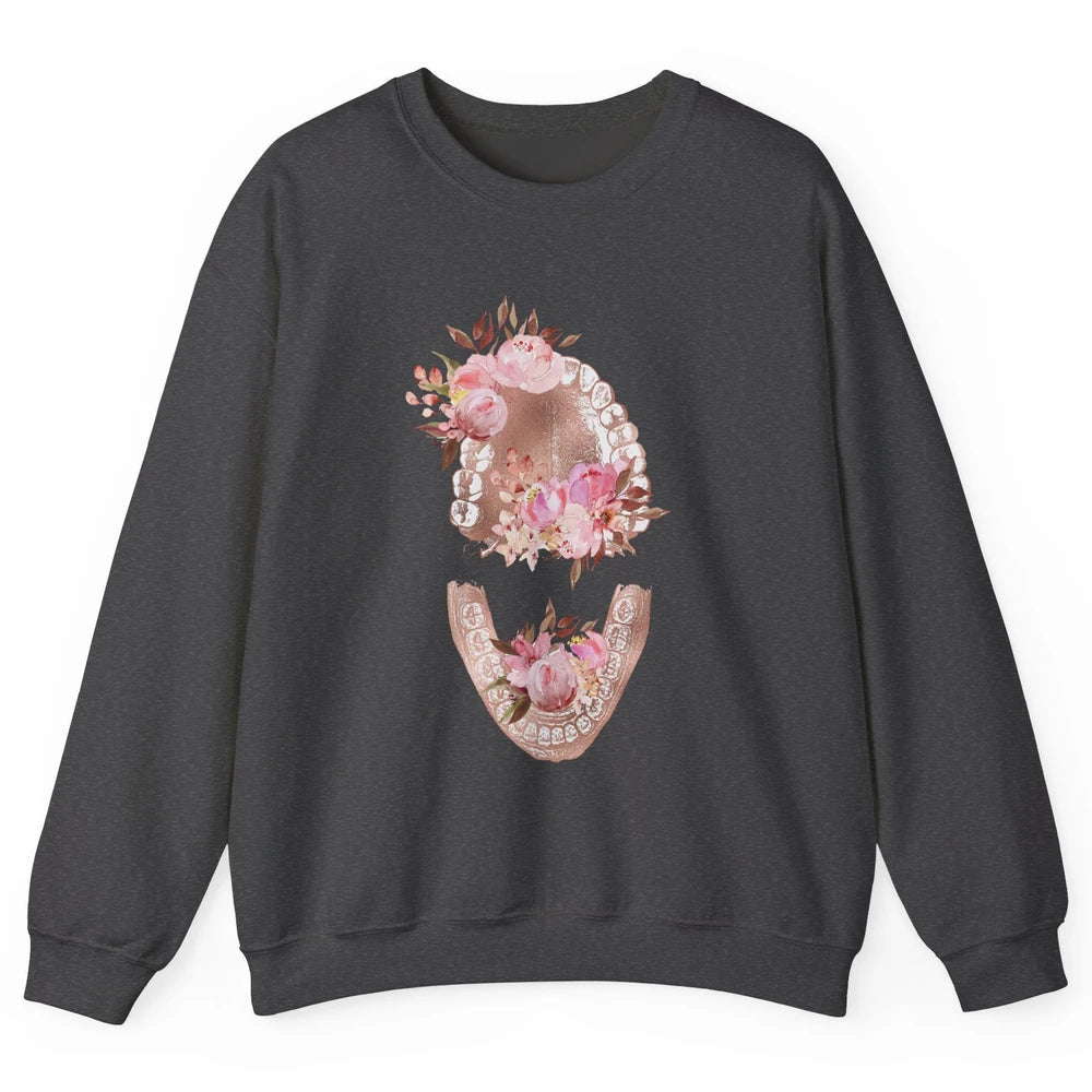 Vintage Floral Tooth Dental Hygienist Dentist Life Unisex Crewneck Sweatshirt