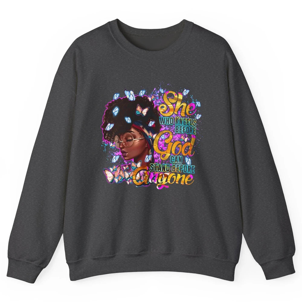 Black Girl She Who Kneels Before God Christian Afro Women Unisex Crewneck Sweatshirt